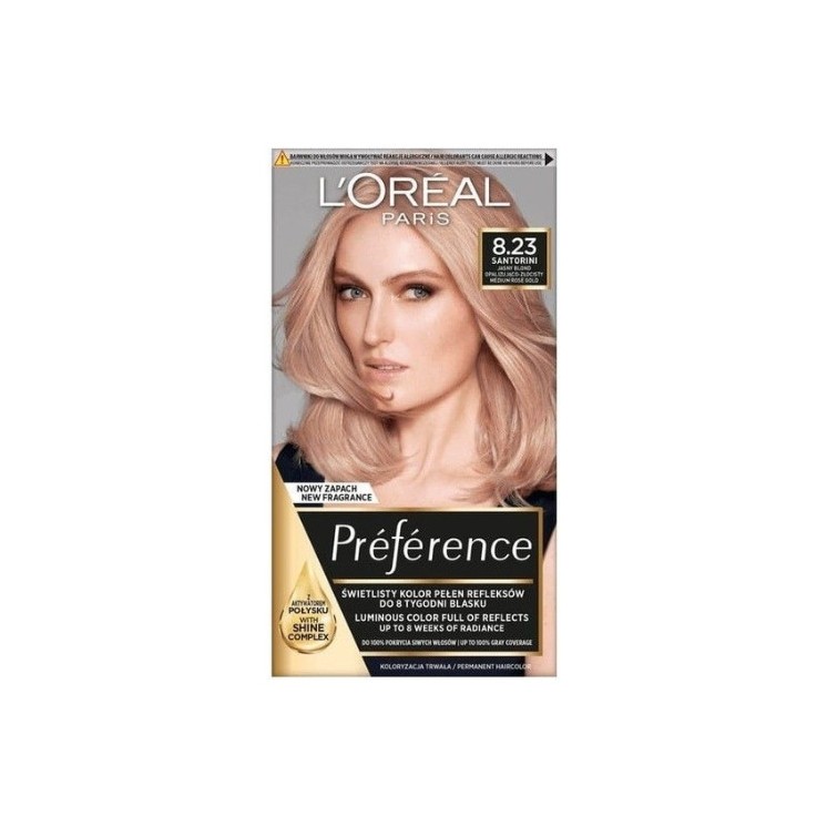 L'oreal Preference Farba do włosów /8.23/ Jasny Blond Opalizująco-złocisty Medium Rose Gold