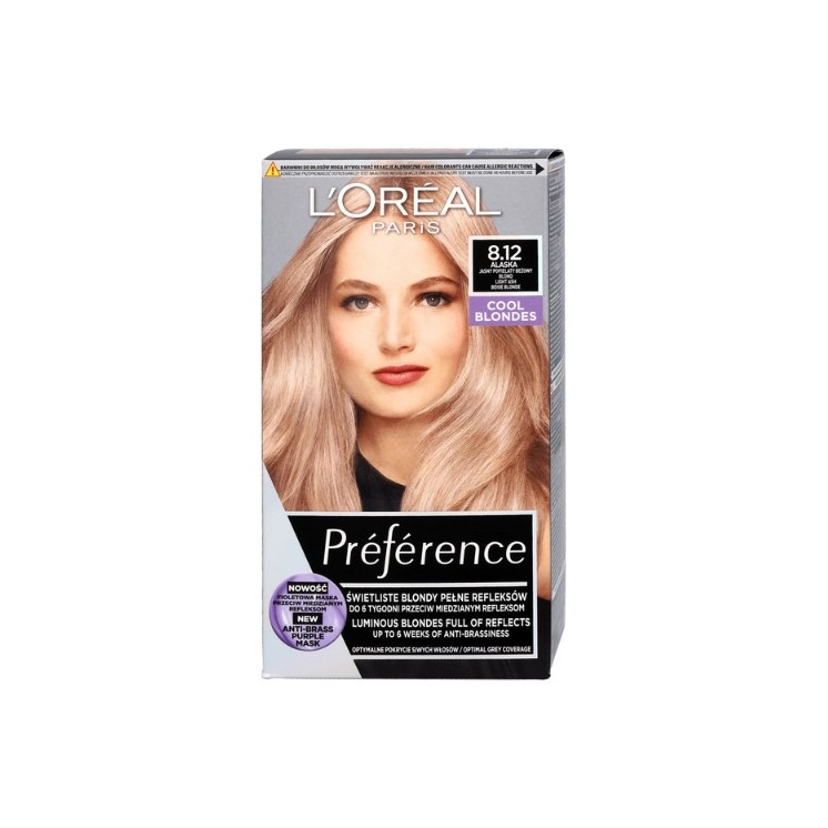 L'oreal Preference Farba do włosów /8.12/ Jasny Popielaty Beżowy Blond