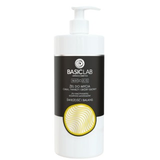 BasicLab Masculis Gel zum Waschen von Körper, Gesicht und Kopfhaut Frische und Ausgeglichenheit 500 ml BasicLab Masculis Gel zum Waschen von Körper, Gesicht und Kopfhaut Frische und Ausgeglichenheit 500 ml