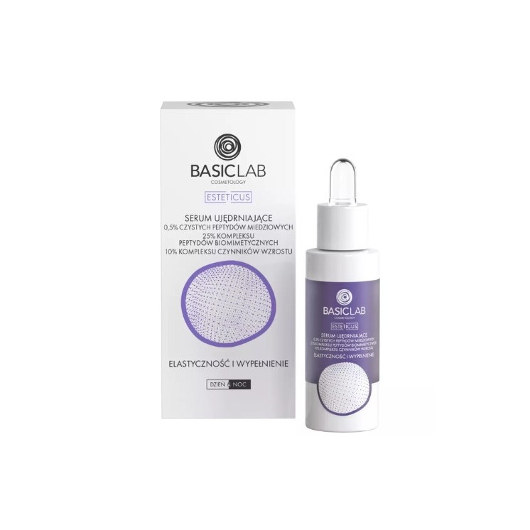 BasicLab Esteticus ujędrniające Serum do twarzy z 0,5% czystymi Peptydami miedziowymi i 25% Peptydami biomimetycznymi 30 ml