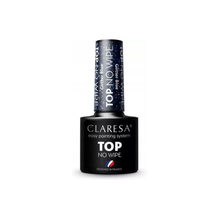 Claresa Top No Wipe hybrid nail top Glitter Blue 5 g