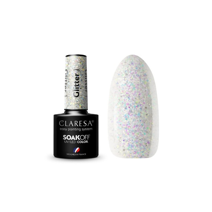 Claresa Glitter Lakier hybrydowy do paznokci /1/ 5 g