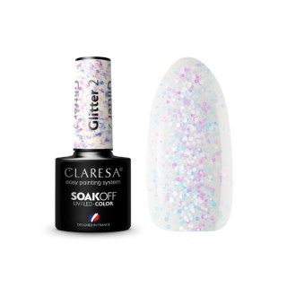 Claresa Glitter Lakier hybrydowy do paznokci /2/ 5 g Claresa Glitter Lakier hybrydowy do paznokci /2/ 5 g