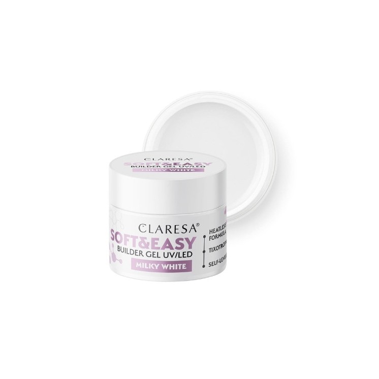 Claresa Soft & Easy Żel budujący do paznokci Milky White 45 g