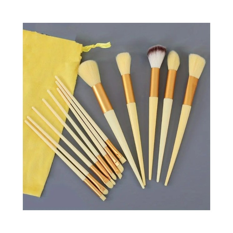 Set professioneller Yellow Make-up-Pinsel, 13-teilig