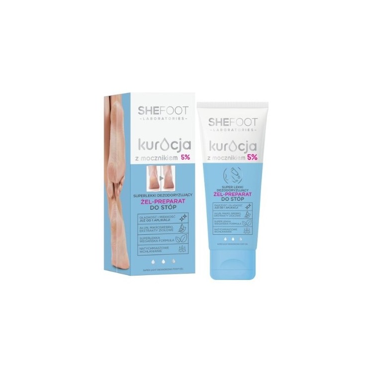 SheFoot Superlekki Deodoryzujący Żel - Preparat do stóp z Mocznikiem 5% 75 ml