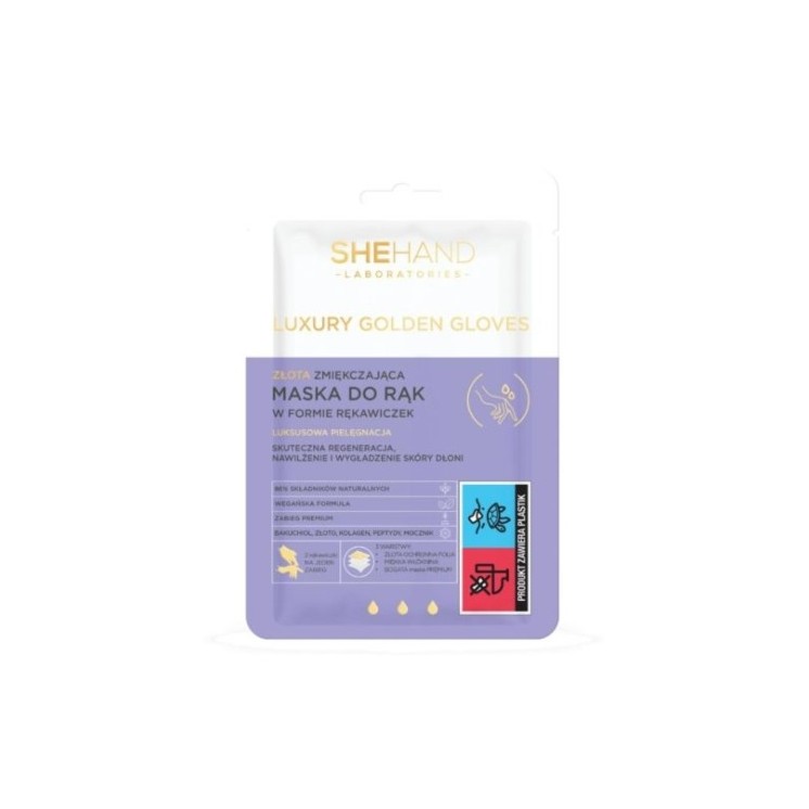SheHand Luxury Golden Gloves Gold Softening Hand Mask in the form of gloves 1 pair
