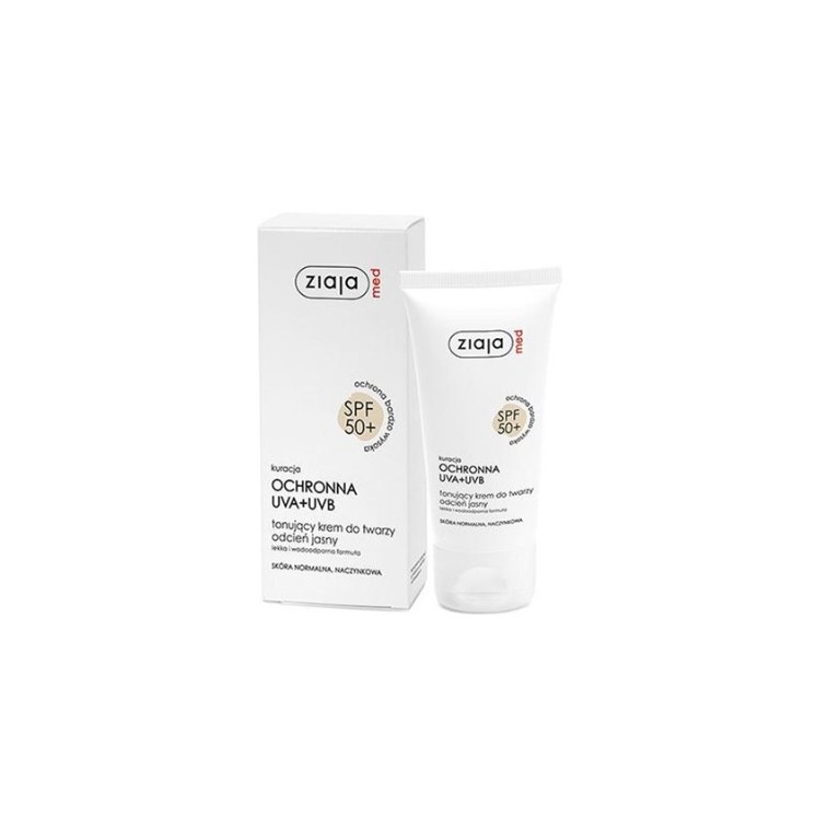 Ziaja Med SPF 50+ Krem do twarzy tonujący cera normalna i naczynkowa Odcień jasny 50 ml