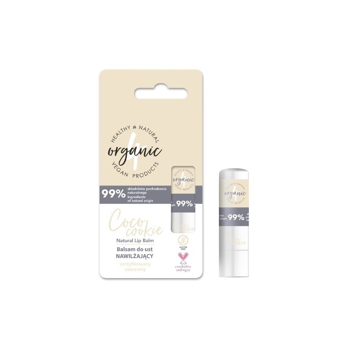 4Organic Натуральний зволожуючий бальзам для губ Coco Cookie 5 г