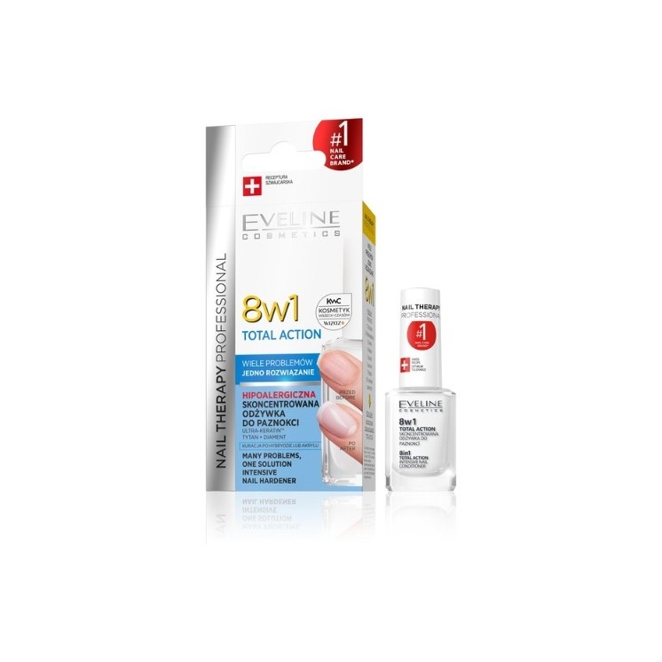 Eveline Professional Nail Therapy Total Action 8w1 Odżywka do paznokci hipoalergiczna 12 ml