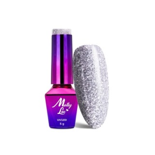 MollyLac /546/ Luxury Glam Hybrid Nail Polish Mr Silver 5 мл