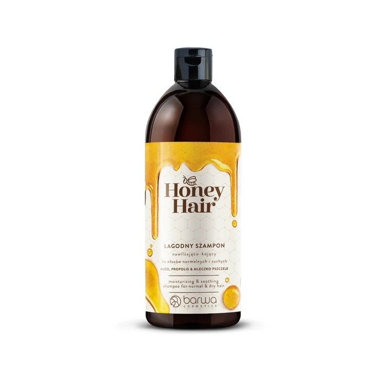 Barwa Honey Hair Nawilżająco - kojący Łagodny Szampon do włosów normalnych i suchych Miód , Propolis & Mleczko Pszczele 480 ml