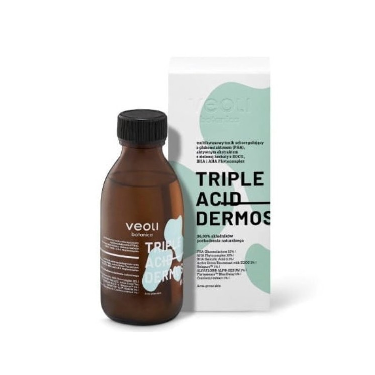 Veoli Botanica Triple Acid Dermosolution multiaktywny Tonik do twarzy seboregulujący 150 ml