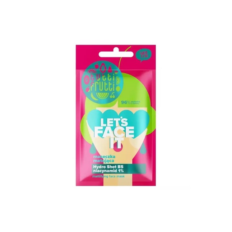 Farmona Tutti Frutti Let's Face It Matująca Maseczka do twarzy z Niacynamidem 1% + Hydro Shot B5 7 g