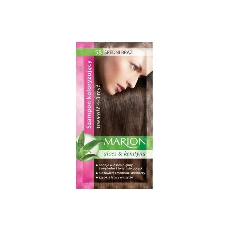 Marion Szampon koloryzujący z wyciągiem z aloesu 4-8 myć /58/ Średni brąz 40 ml
