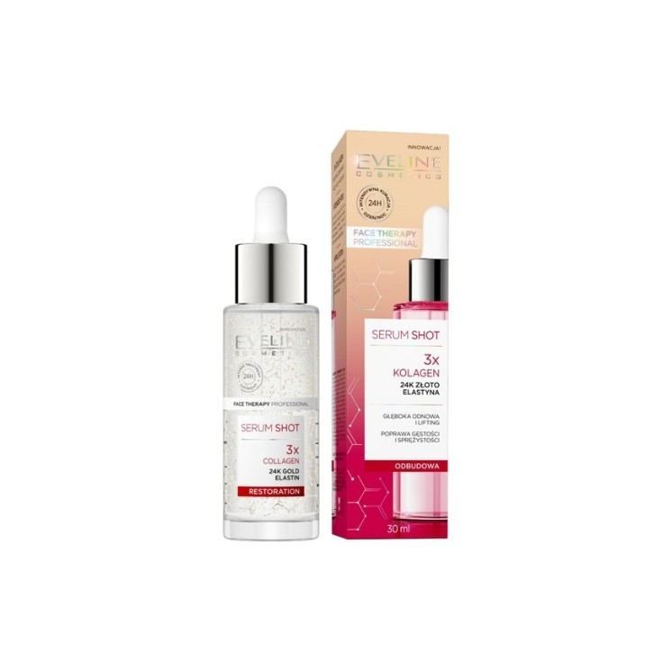 Eveline Serum Shot Odbudowująca Kuracja do twarzy, szyi i dekoldu 3x Kolagen 30 ml