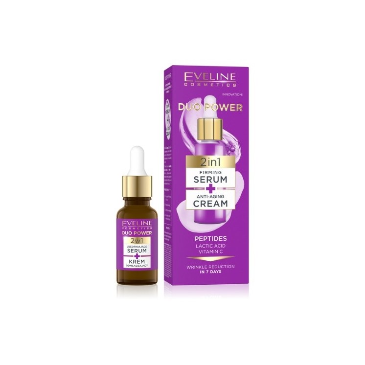 Eveline Duo Power 2w1 Ujędrniające Serum + Krem przeciwzmarszczkowy do twarzy 18 ml