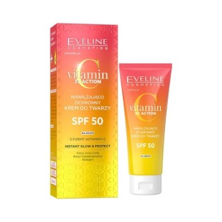 Eveline Vitamin C 3x Action Nawilżająco - ochronny Krem do twarzy z filtrem SPF50 30 ml Eveline Vitamin C 3x Action Nawilżająco - ochronny Krem do twarzy z filtrem SPF50 30 ml