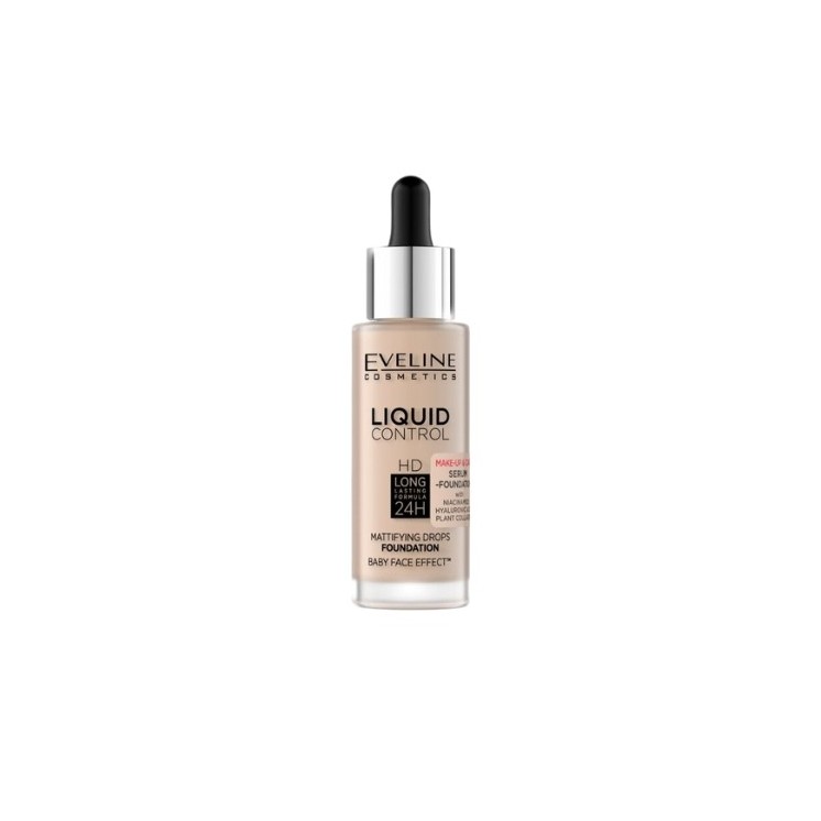 Eveline Liquid Control Podkład do twarzy z Niacynamidem w Droperze /010/ Light Beige 32 ml