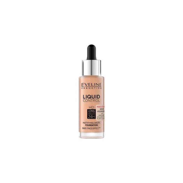 Eveline Liquid Control Gesichtsgrundierung mit Niacinamid in Tropfenform /055/ Honey 32 ml