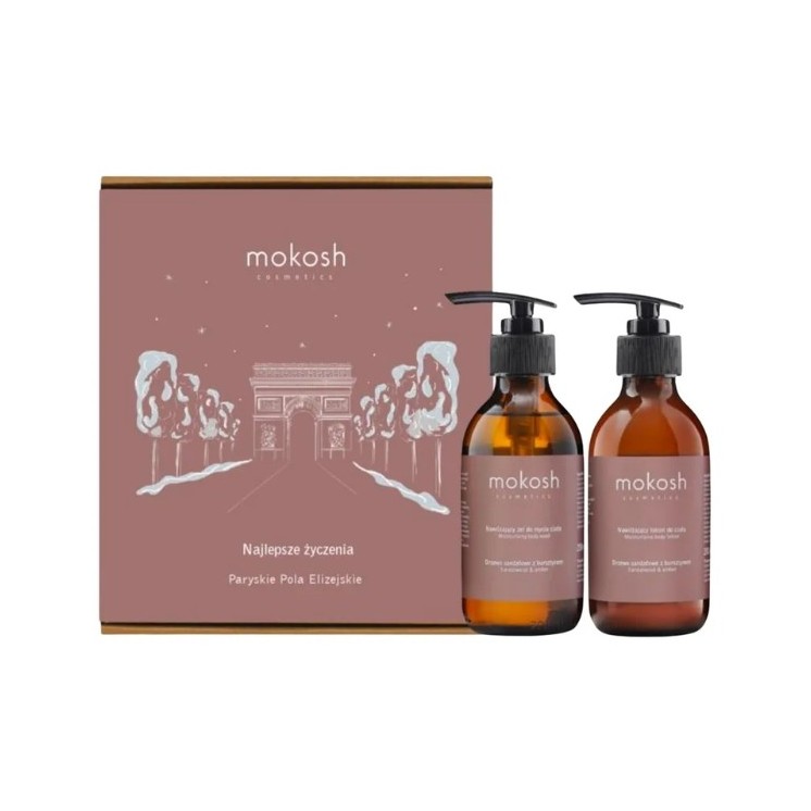Mokosh Zestaw prezentowy Paryskie Pola Elizejskie Żel do mycia ciała 200 ml + Balsam do ciała 200 ml