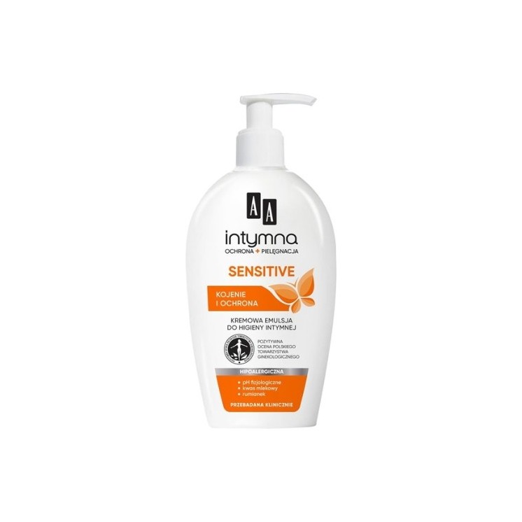 AA Intymna Ochrona + Pielęgnacja kremowa Emulsja do higieny intymnej Sensitive 300 ml 