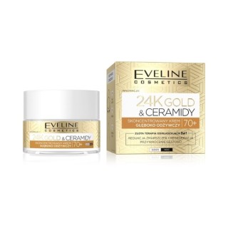 Eveline 24K Gold & Ceramidy Skoncentrowany Krem do twarzy 70+ Głęboko odżywczy 50 ml Eveline 24K Gold & Ceramidy Skoncentrowany Krem do twarzy 70+ Głęboko odżywczy 50 ml