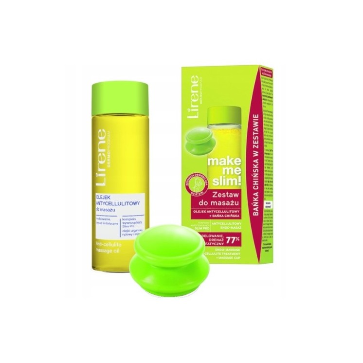 Lirene Make Me Slim! Zestaw do masażu: Olejek antycellulitowy 100 ml + bańka chińska