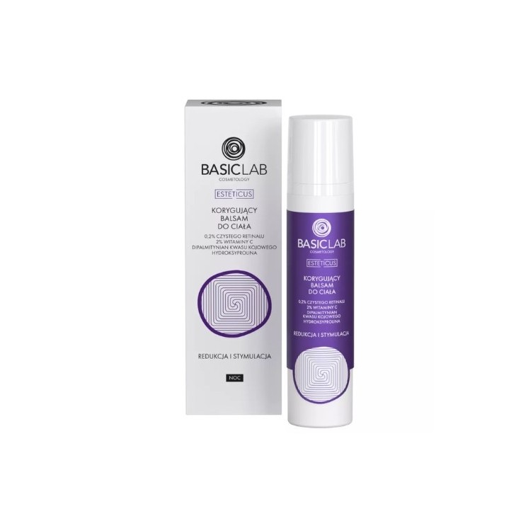BasicLab Esteticus korygujący Balsam do ciała 0,2% czysty Retinal, 2% Witamina C 100 ml