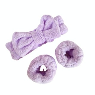 Spa-Set: Haarband + 2 Plüsch-Haarbänder Purple 1 Set