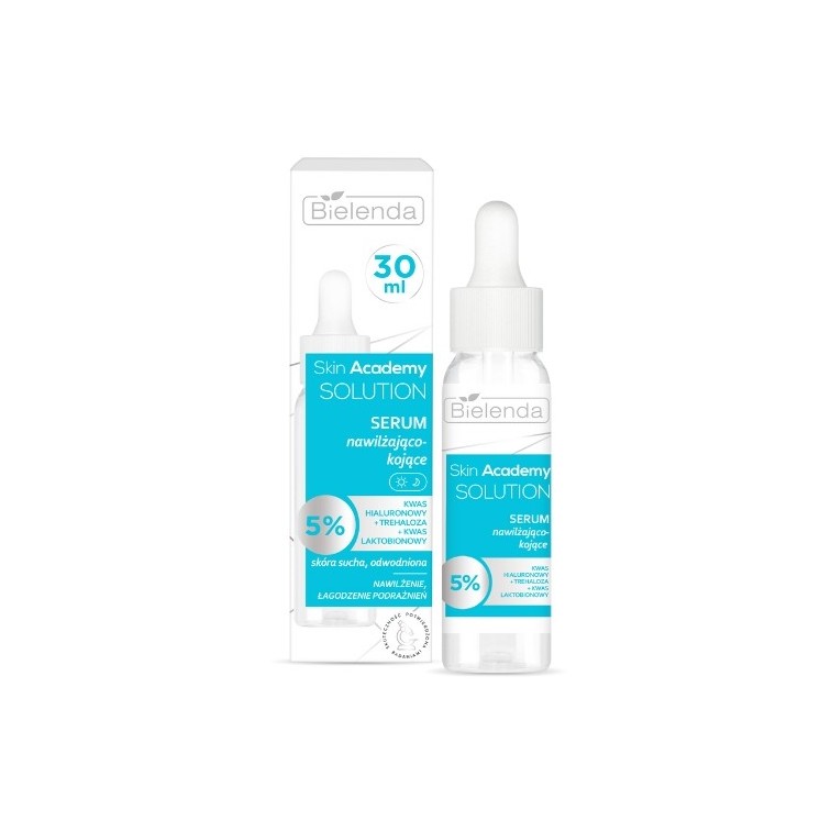 Bielenda Skin Academy Solutions Serum nawilżająco - kojące Kwas Hialuronowy + Trahyloza + Kwas Laktobionowy 30 ml
