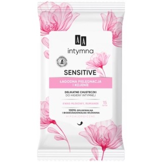 AA Sensitive Delicate Tücher für die Intimhygiene, sanfte Pflege und Beruhigung, 15 Stück