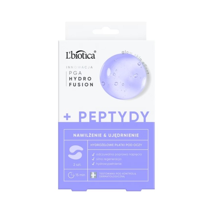 L'biotica PGA Hydro Fusion Hydrożelowe płatki pod oczy z peptydami 2 sztuki