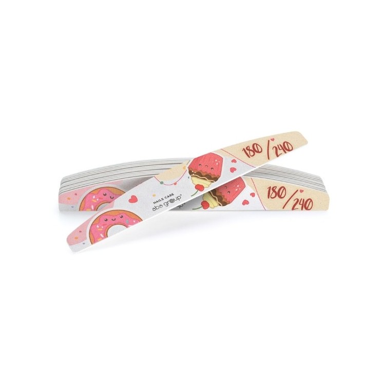 Aba Group Edycja Limitowana Pilnik do paznokci półksiężyc 180/240 Colorful Cookies 25 sztuk