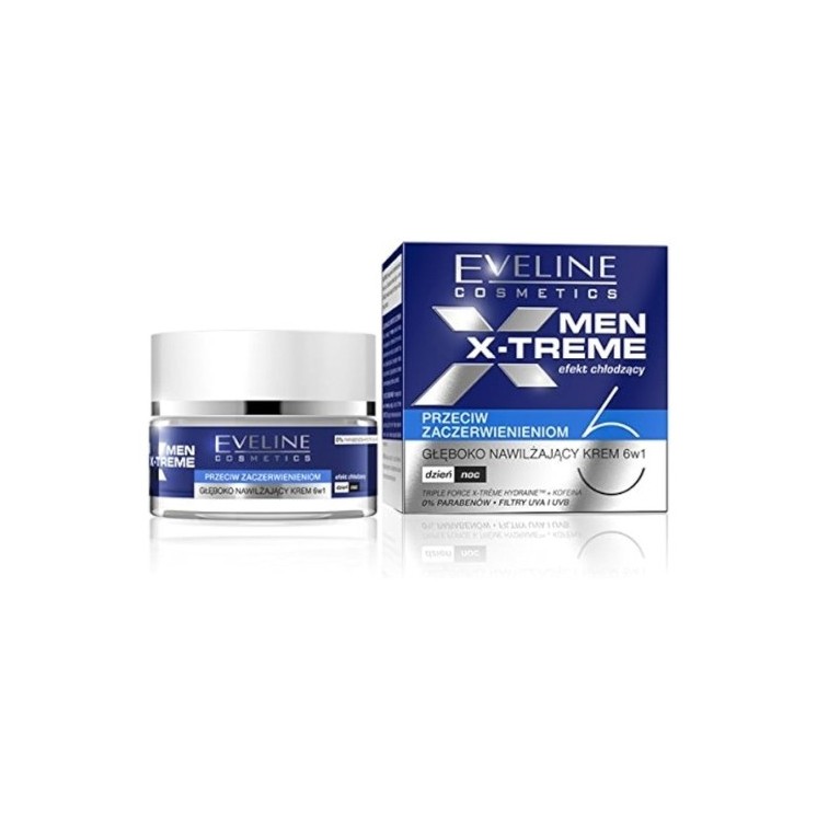 Eveline Men X-Treme 6w1 głęboko nawilżający Krem do twarzy dla mężczyzn przeciw zaczerwienieniom 50 ml