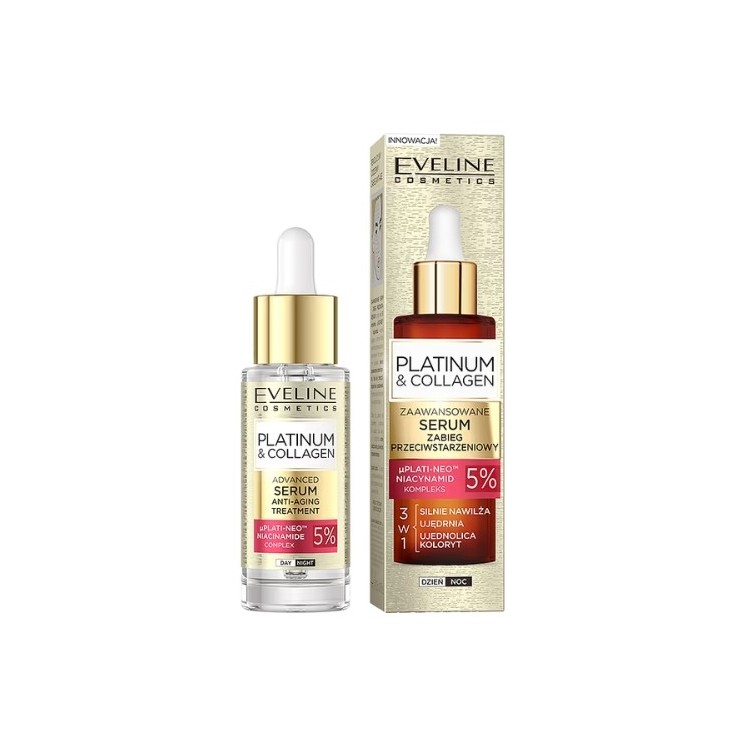 Eveline Platinum&Collagen zaawansowane Serum do twarzy Zabieg przeciwstarzeniowy 30 ml