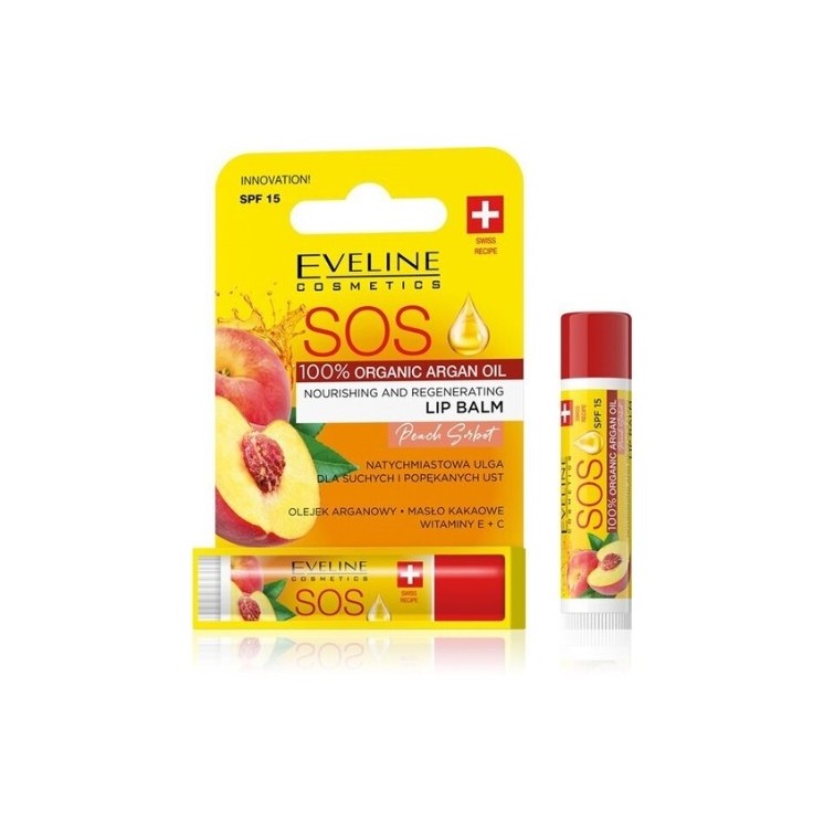 Eveline SOS odżywczo-regenerujący Balsam do ust SPF15 Peach
