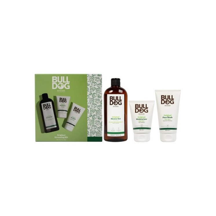 Bulldog Grooming Zestaw do pielęgnacji: Żel pod prysznic 500 ml + Krem do twarzy 100 ml + Żel do mycia twarzy 150 ml