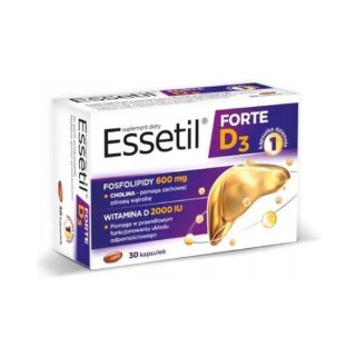 Ессетил Forte D3 600 мг + 2000 МО 30 капсул