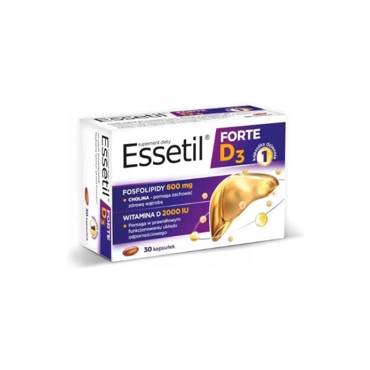 Essetil Forte D3 600mg + 2000 IU 30 kapsułek