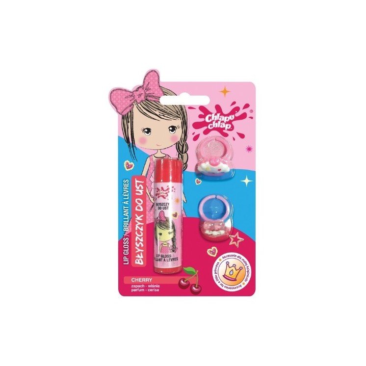 Chlapu Chlap Cherry Błyszczyk do ust + 2 Pierścionki 