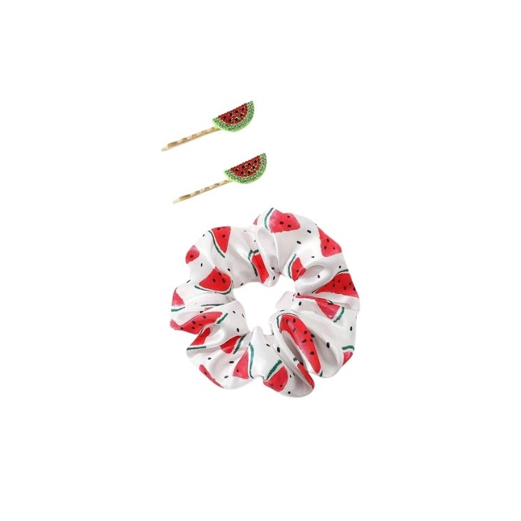 Set of hair accessories: Hair band + 2 watermelon hairpins