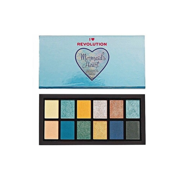 Makeup Revolution I Heart Revolution Палетка з 12 тіней для повік Mermaids Heart 12 х 0,75 г