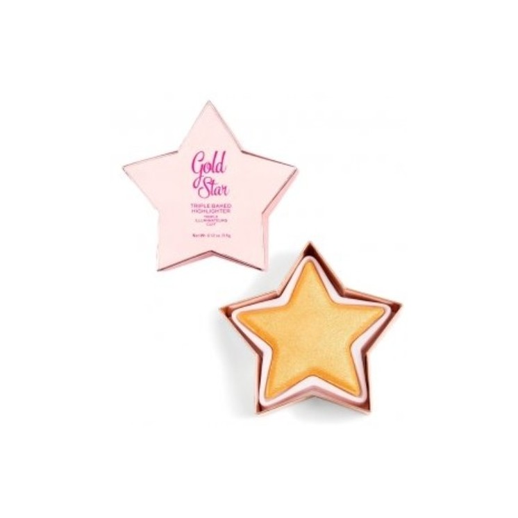 Makeup Revolution I Heart Revolution Star of Show Rozświetlacz do twarzy Gold Star 3,5 g