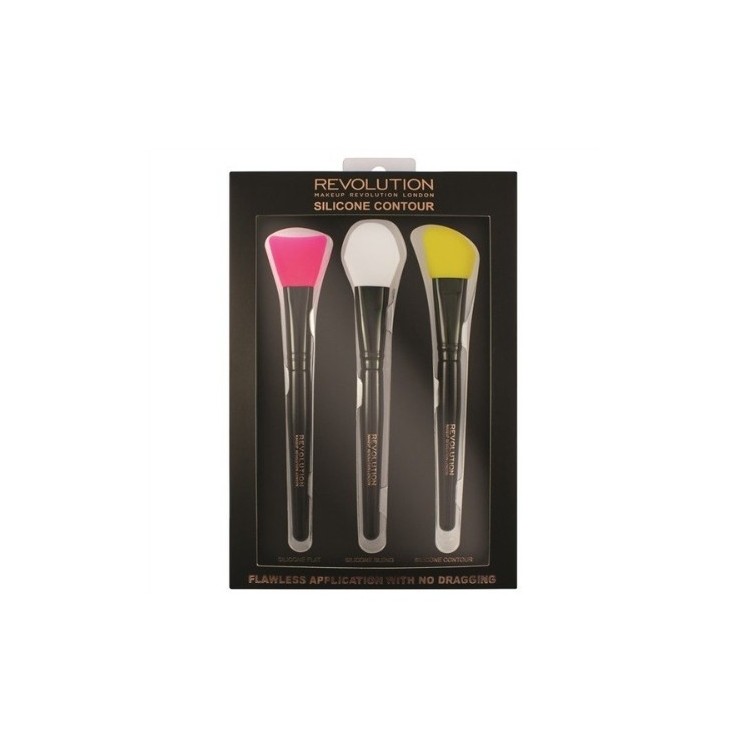 Makeup Revolution Set mit 3 Gesichts-Make-up-Pinseln aus Silikon