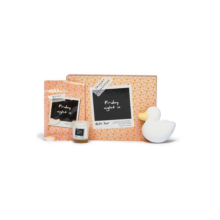 Makeup Revolution Friends Chandler Friday Night In Body Care Set: Eye Patches, Candle and Effervescent Bath Bomb