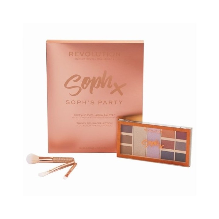 Makeup Revolution Zestaw prezentowy Party Soph Collection: Paletka 11 cieni oraz 3 Pędzle do makijażu