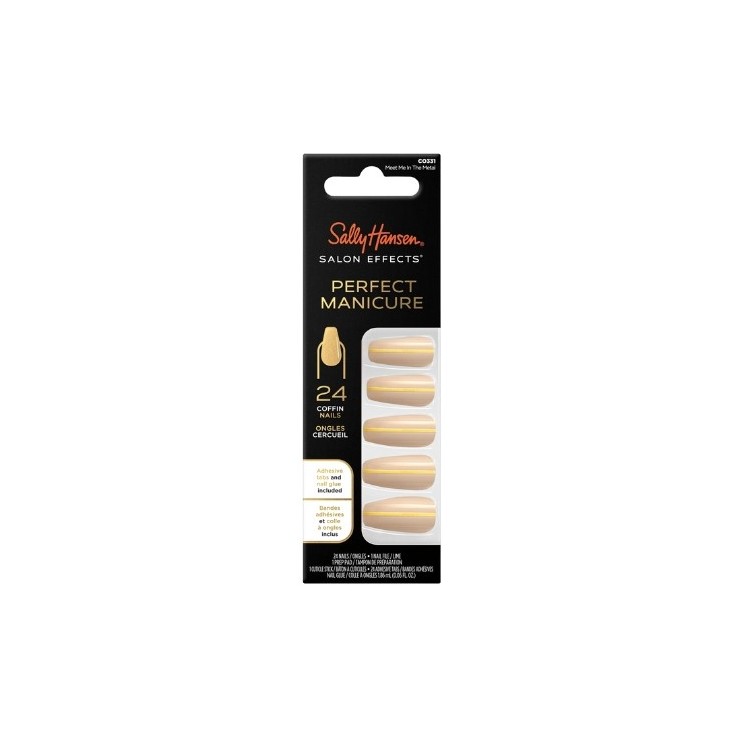 Sally Hansen Salon Effects Perfect Manicure Tipsy do paznokci Gold Stripe 24 sztuki