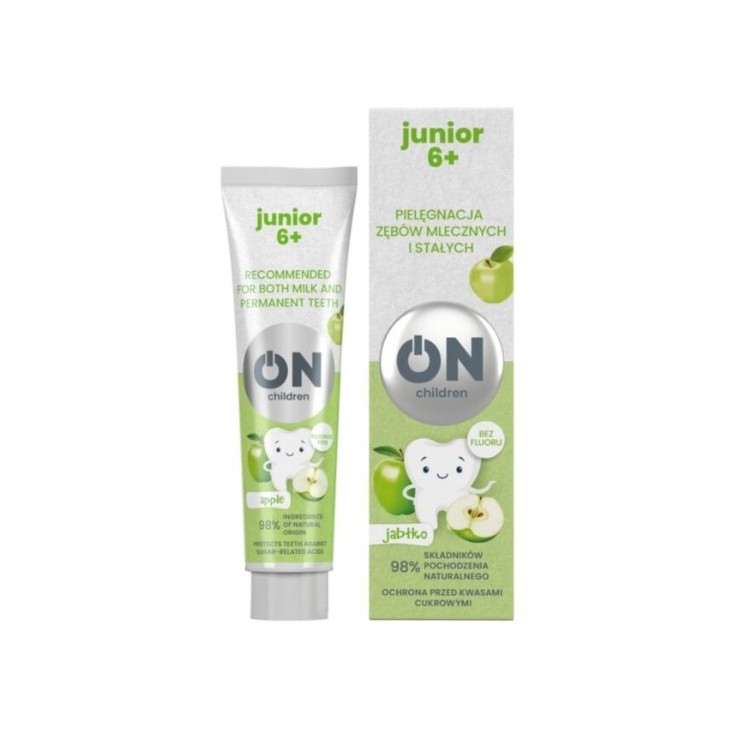 ON CHILDREN JUNIOR 6+ Pasta do zębów dla dzieci Pielęgnacja zębów mlecznych i stałych Jabłko75 ml