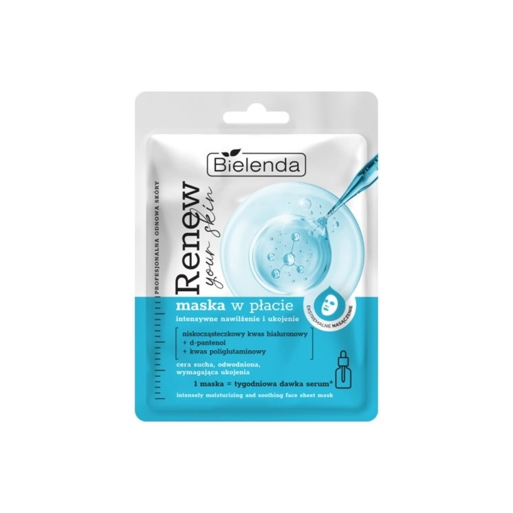 Bielenda RENEW YOUR SKIN Maska w płacie intensywne nawilżenie i ukojenie